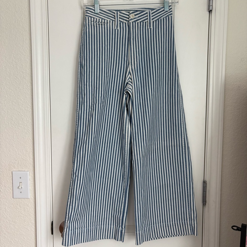🛑SOLD🛑 Madewell Women’s Emmett Wide Leg Railroad Stripe Cropped Pants - Size 23